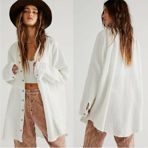 We The Free Tops - FREE PEOPLE We the Free Summer Daydream Frayed Button Down Shirt Small